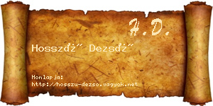 Hosszú Dezső névjegykártya